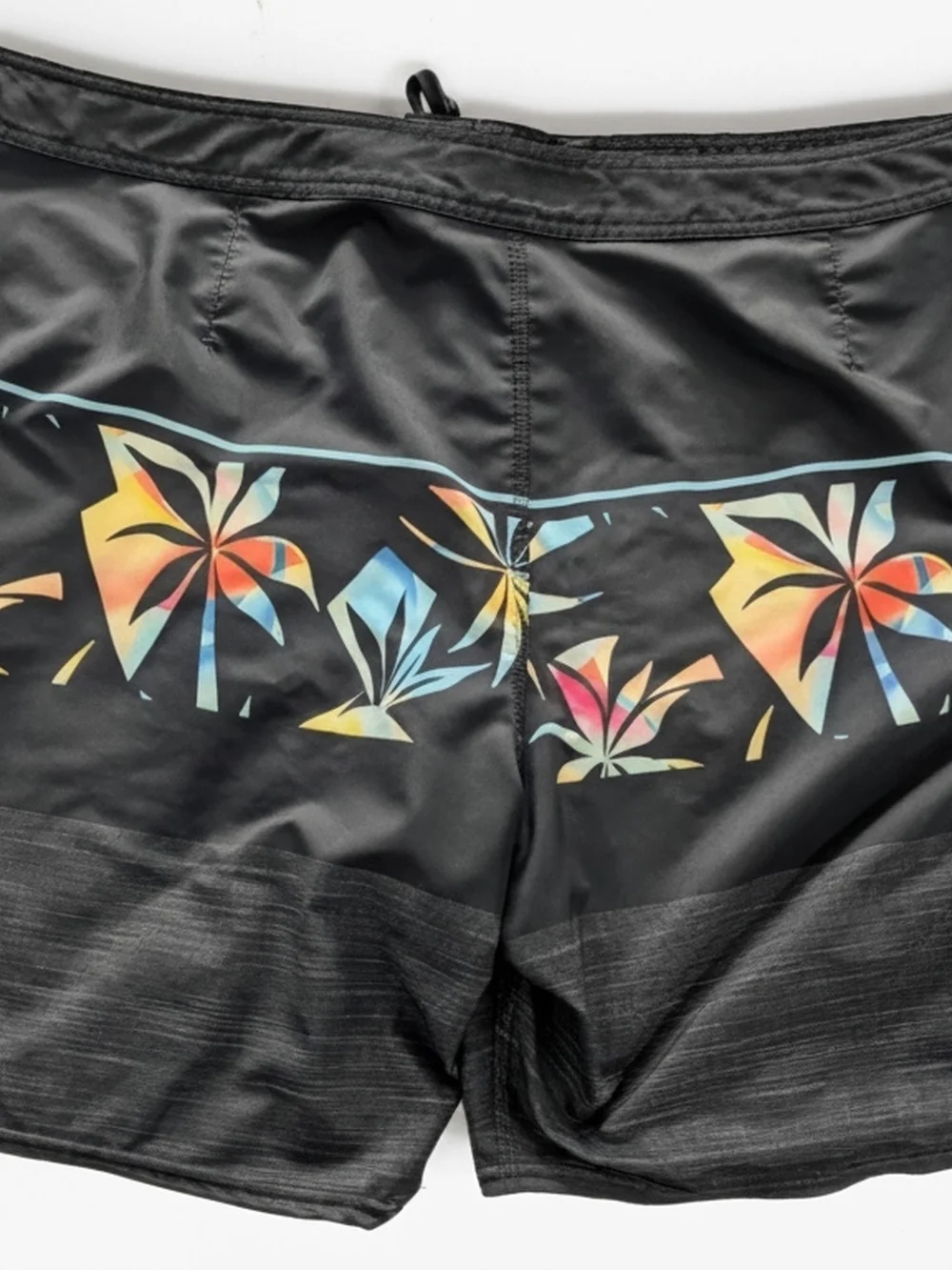 O'Neill Black Swim Board Shorts with Pastel Tropical Stripe